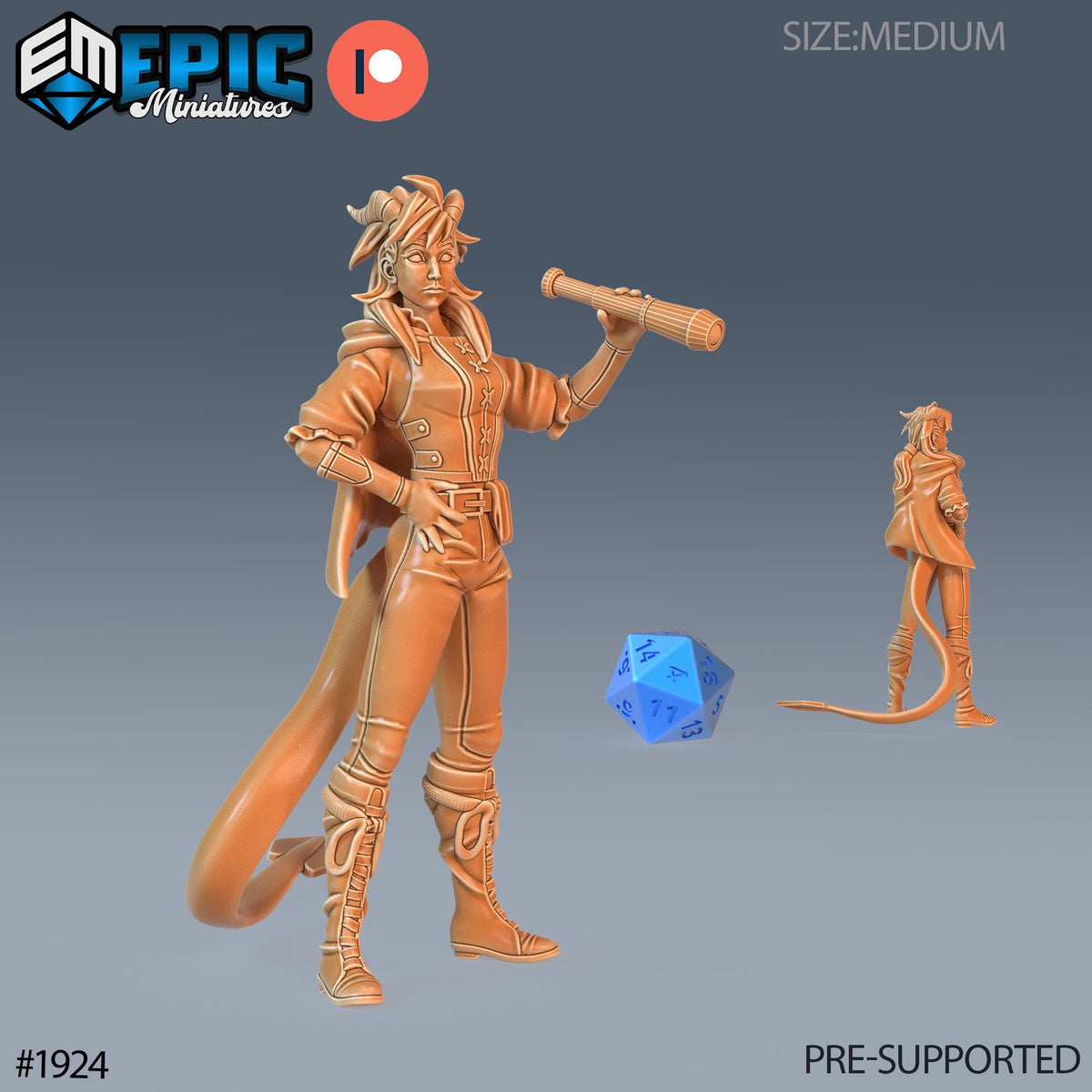 Tiefling Seafarer Option #1924 front DND miniature Treasure Hunt 16k resin