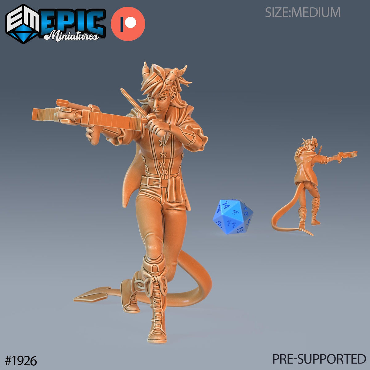 Tiefling Seafarer Option #1926 front DND miniature Treasure Hunt 16k resin