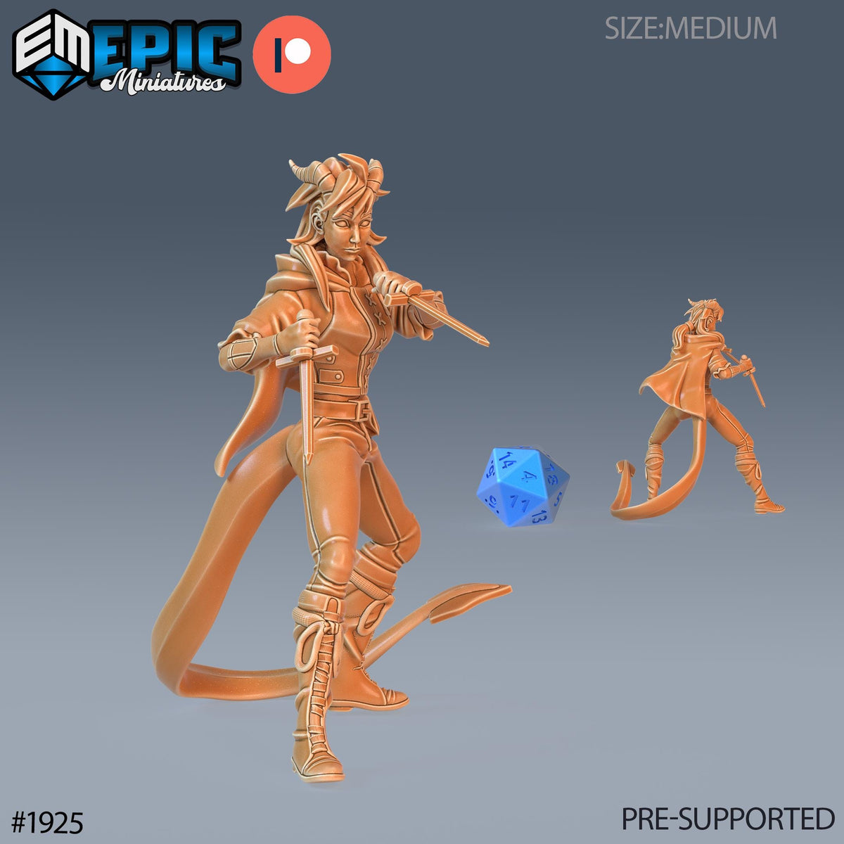 Tiefling Seafarer Option #1925 front DND miniature Treasure Hunt 16k resin