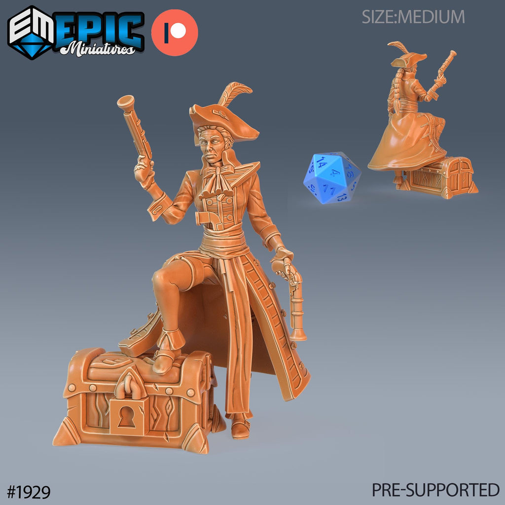 Veteran Captain Option #1929 front DND miniature Treasure Hunt 16k resin