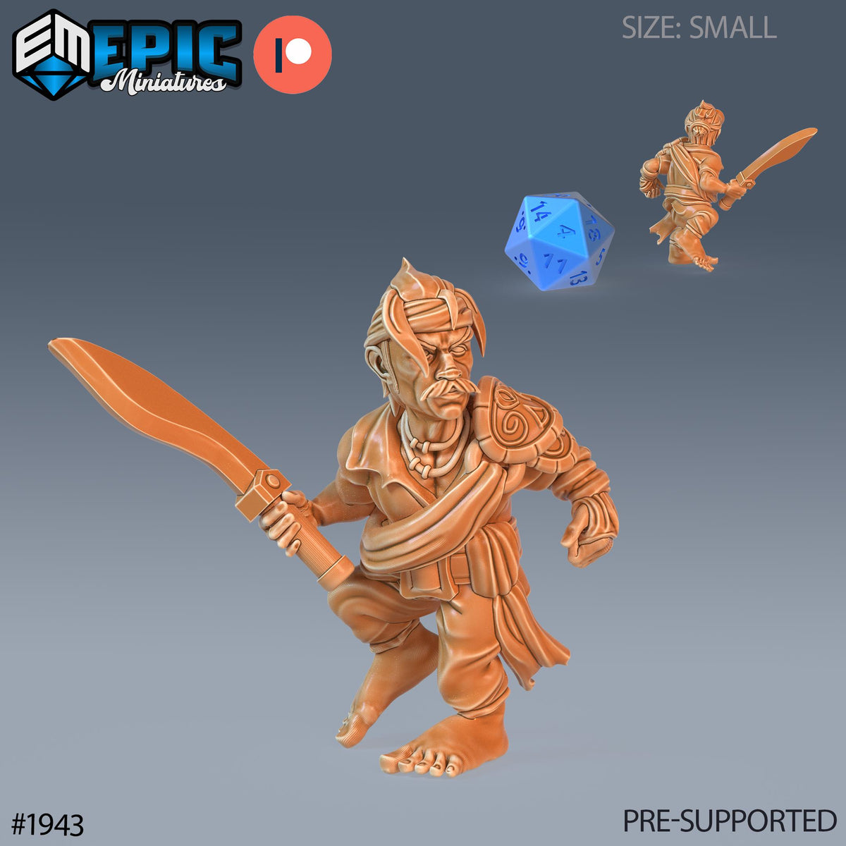 Gnome Pirate Option #1943 front DND miniature Treasure Hunt 16k resin
