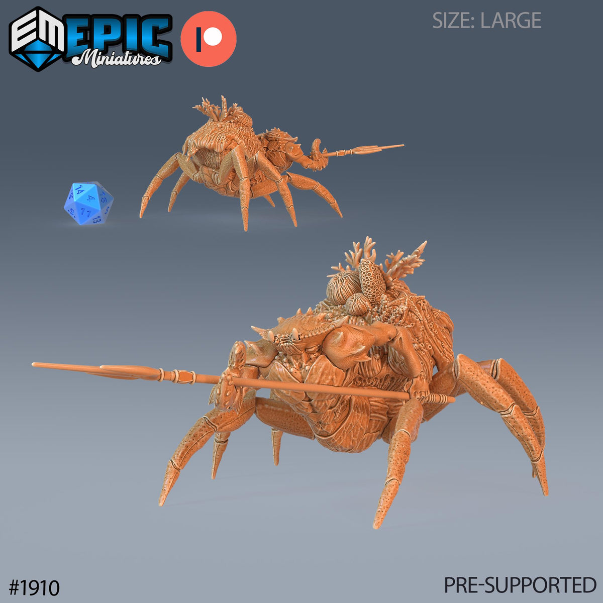 Crab People Option #1910 front DND miniature Treasure Hunt 16k resin