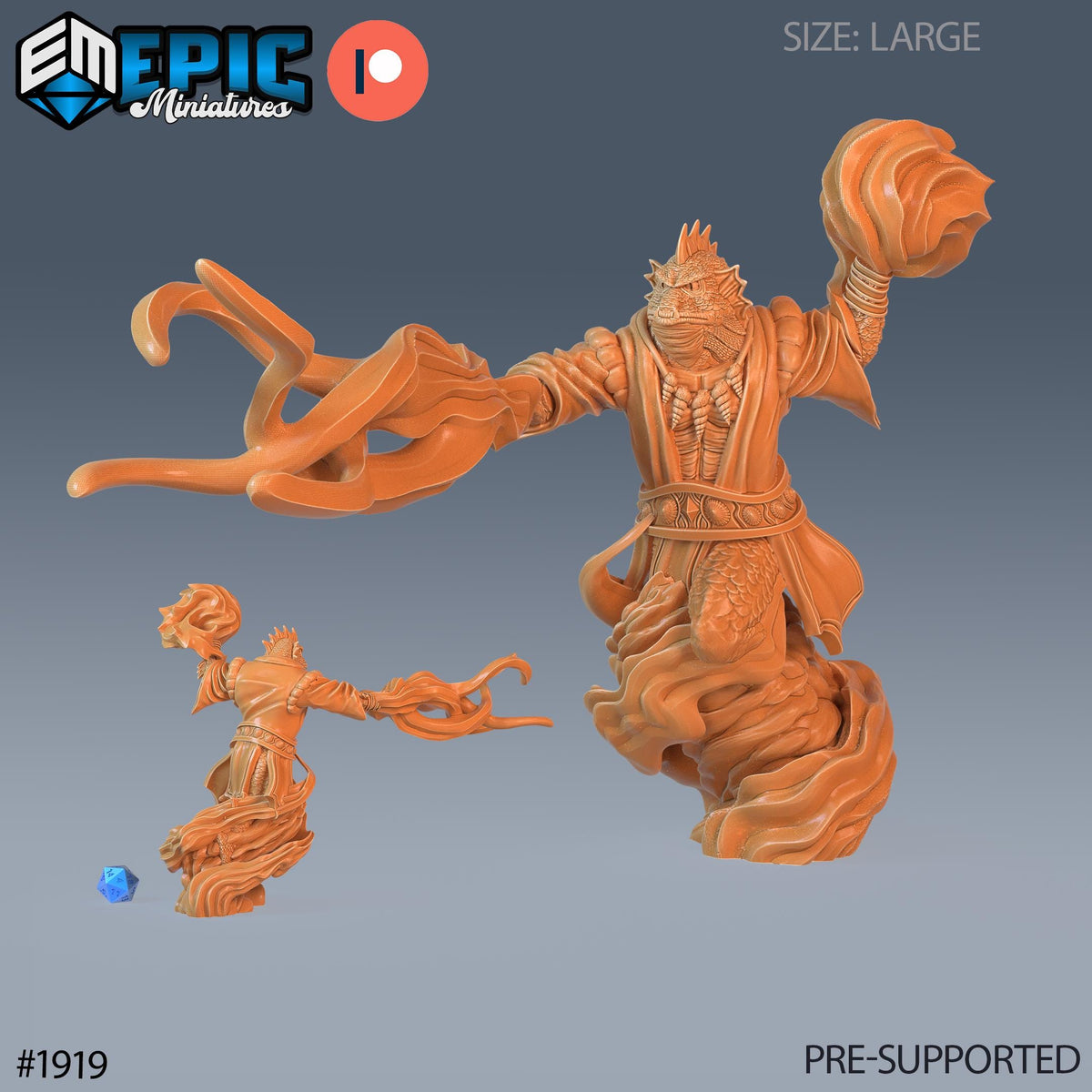 Marid Male Option #1919 front DND miniature Treasure Hunt 16k resin