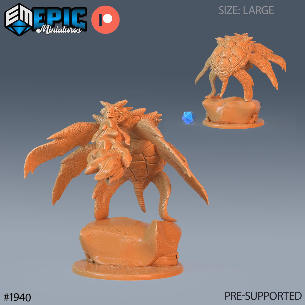 Giant Sea Turtle Option #1940 front DND miniature Treasure Hunt 16k resin