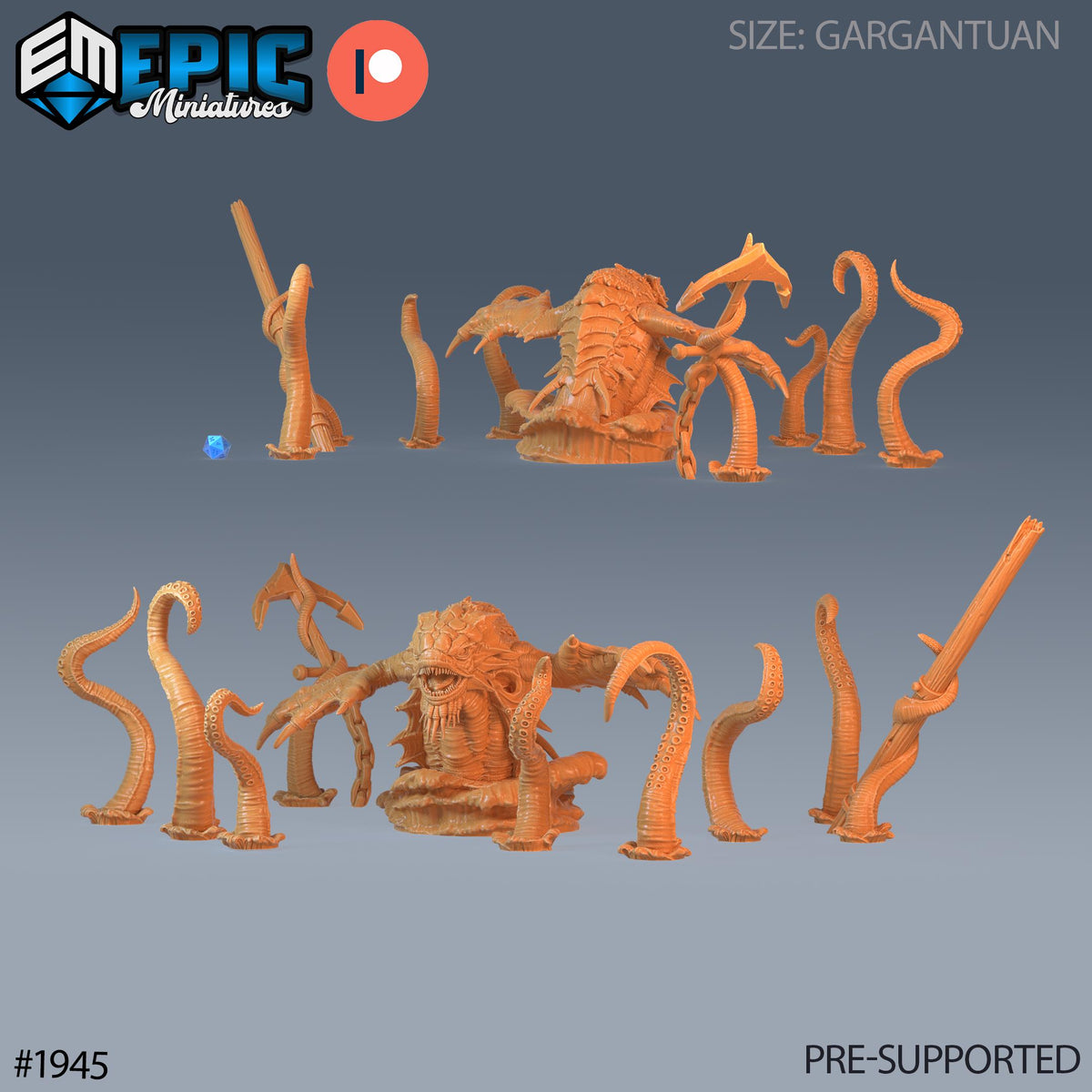 Gargantuan Kraken Option #1945 front DND miniature Treasure Hunt 16k resin