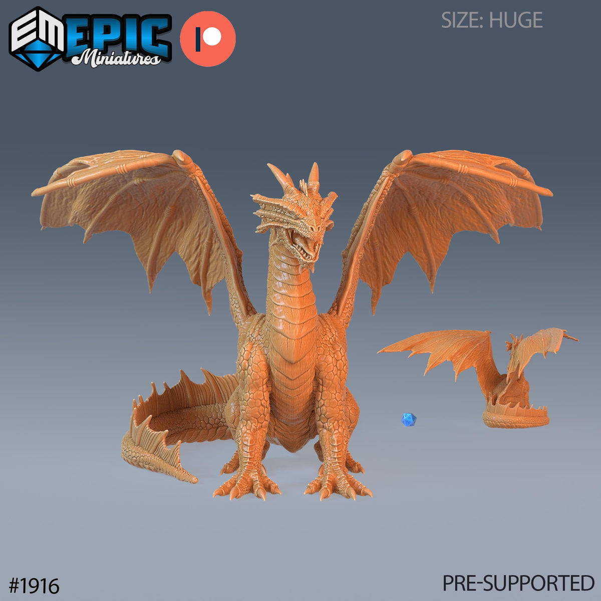 Bronze Dragon Huge front DND miniature Treasure Hunt 16k resin