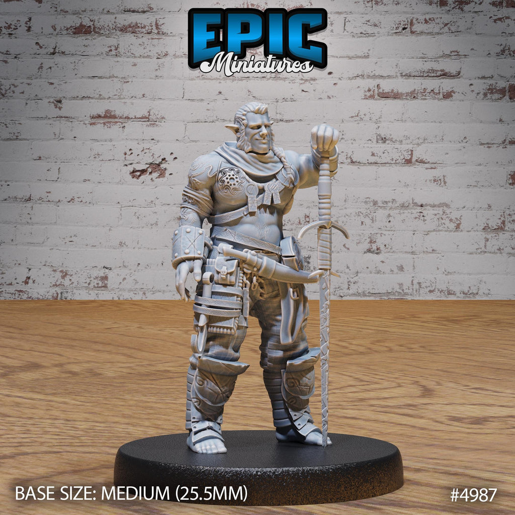 Half Orc Adventurer Option #4987 front DND miniature Savage Attack 16k resin