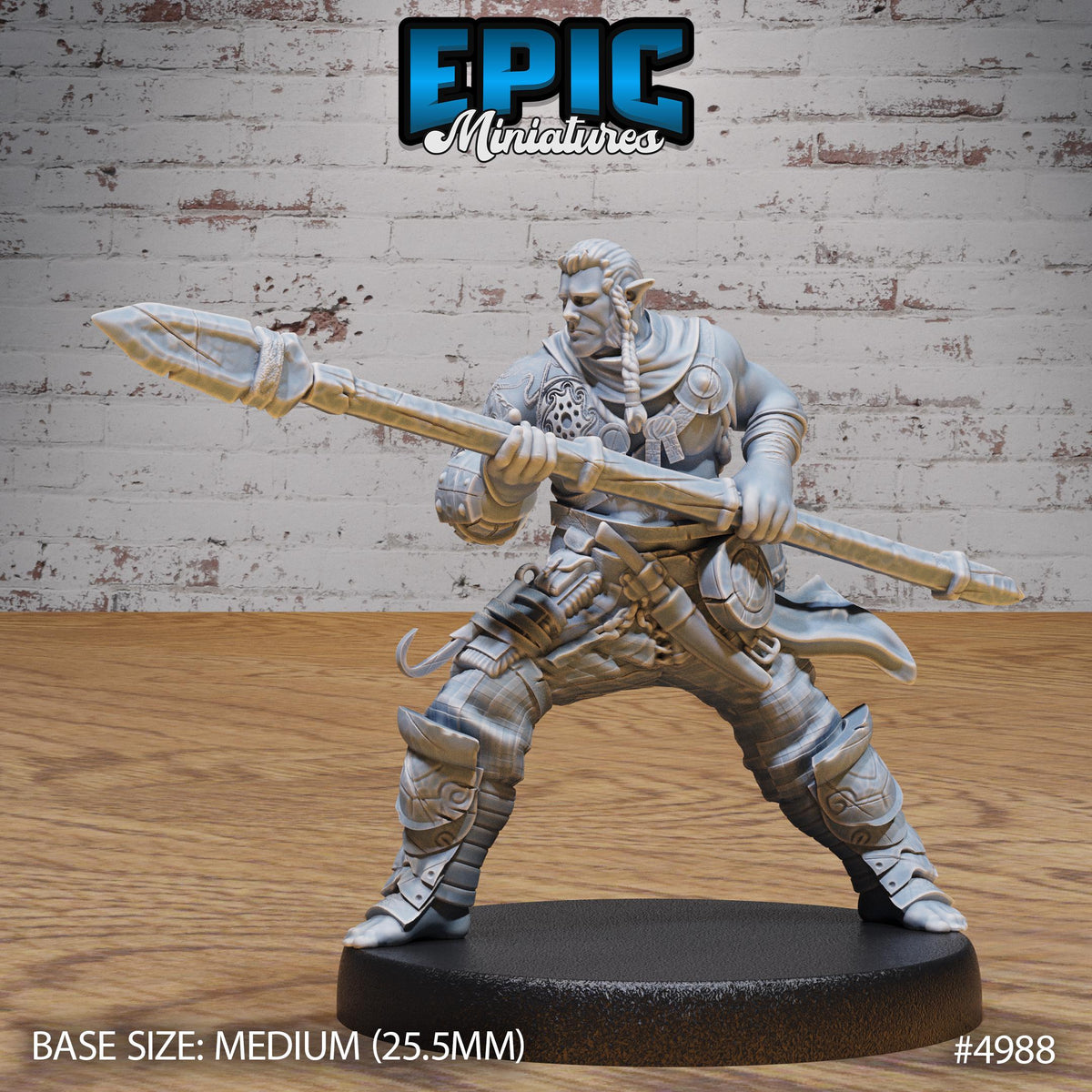 Half Orc Adventurer Option #4988 front DND miniature Savage Attack 16k resin