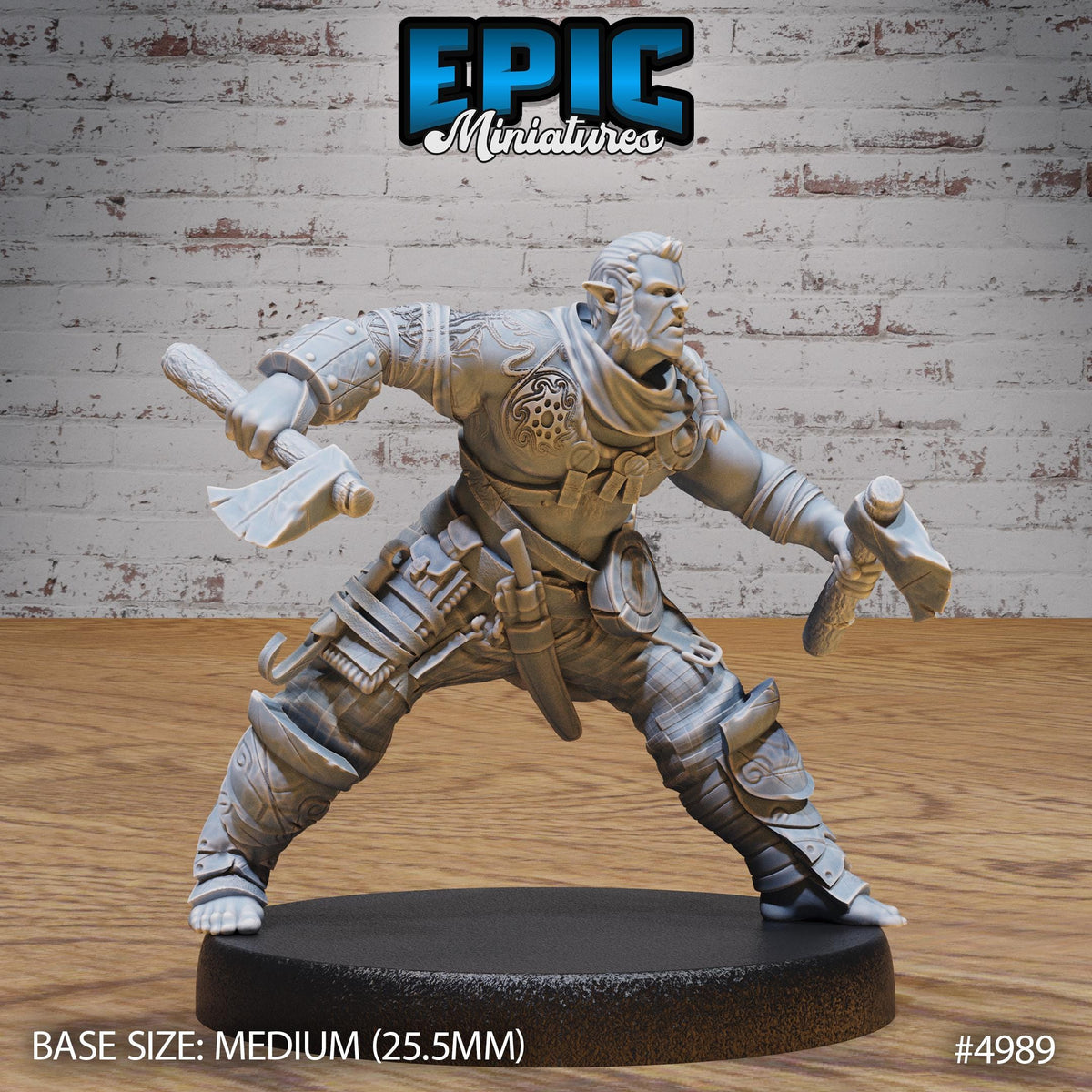 Half Orc Adventurer Option #4989 front DND miniature Savage Attack 16k resin