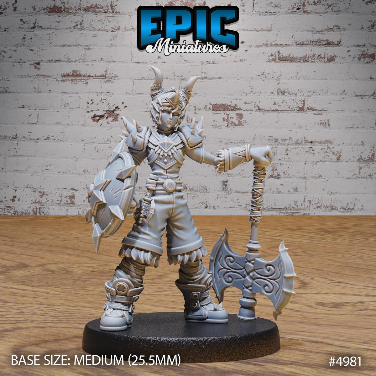 Young Barbarian Option #4981 front DND miniature Savage Attack 16k resin