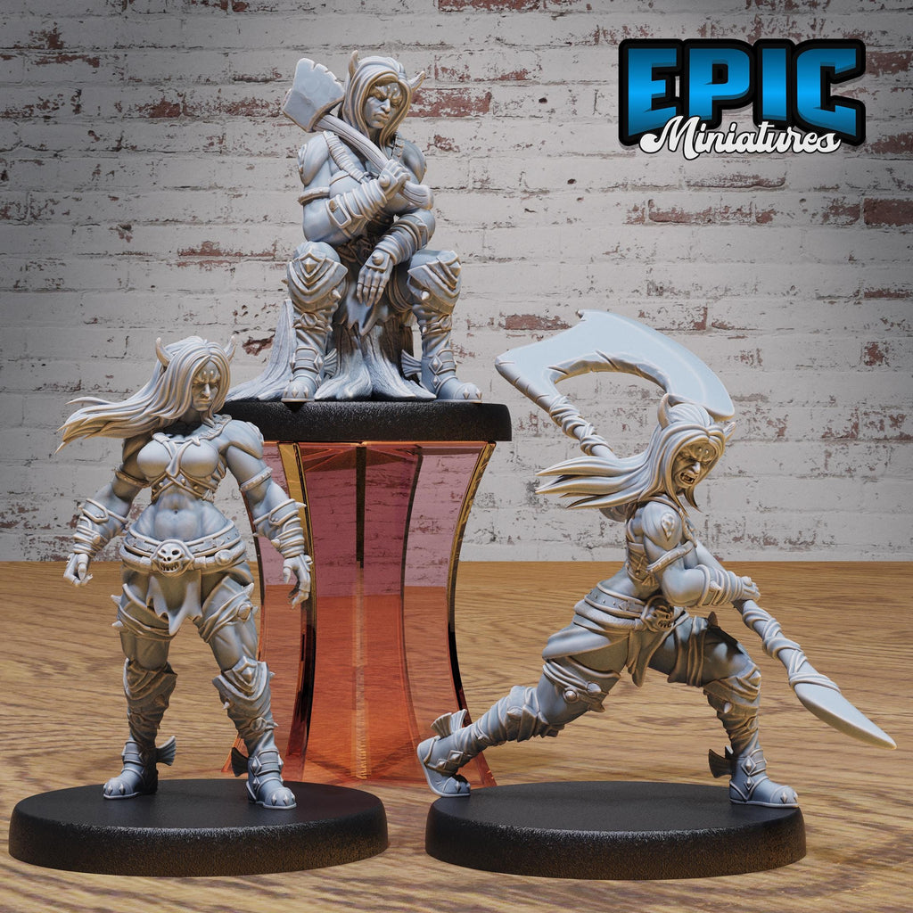 Orc Tiefling Female DND miniatures group photo Savage Attack