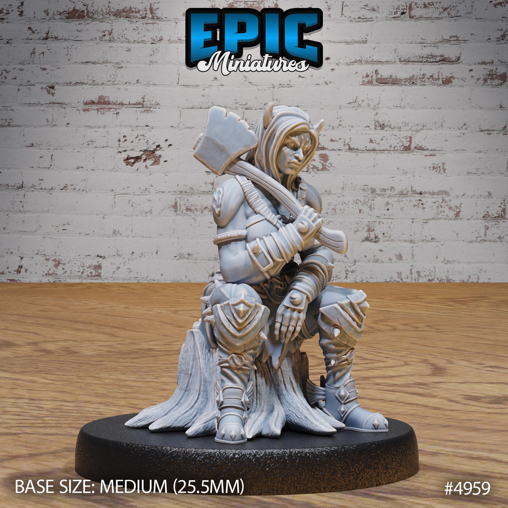 Orc Tiefling Female Option #4959 front DND miniature Savage Attack 16k resin