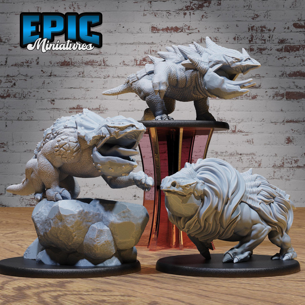 Mountain Cave and Arctic Bulette Set of 3 DND miniatures group photo Savage Attack