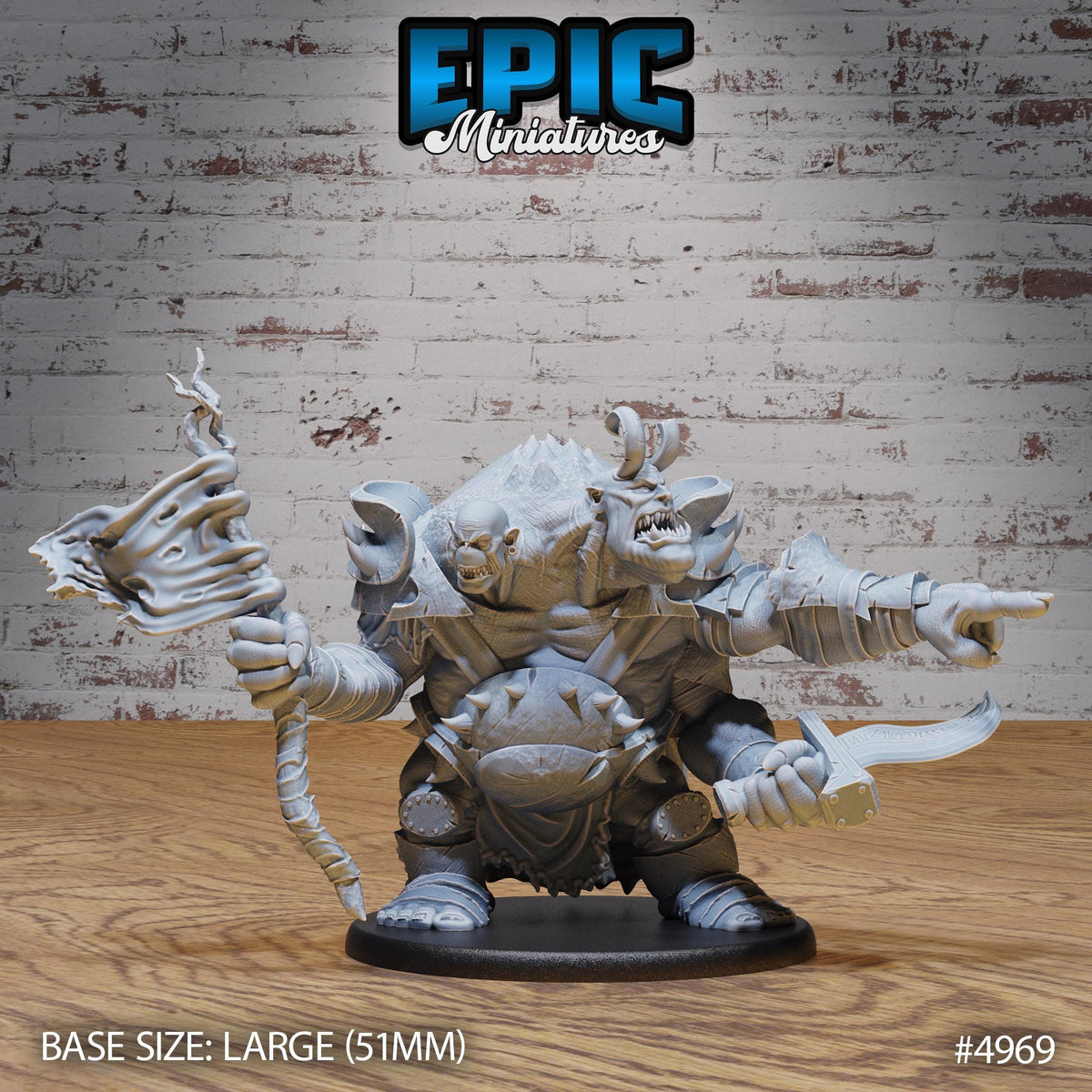 Ettin Mutant General Option #4969 front DND miniature Savage Attack 16k resin