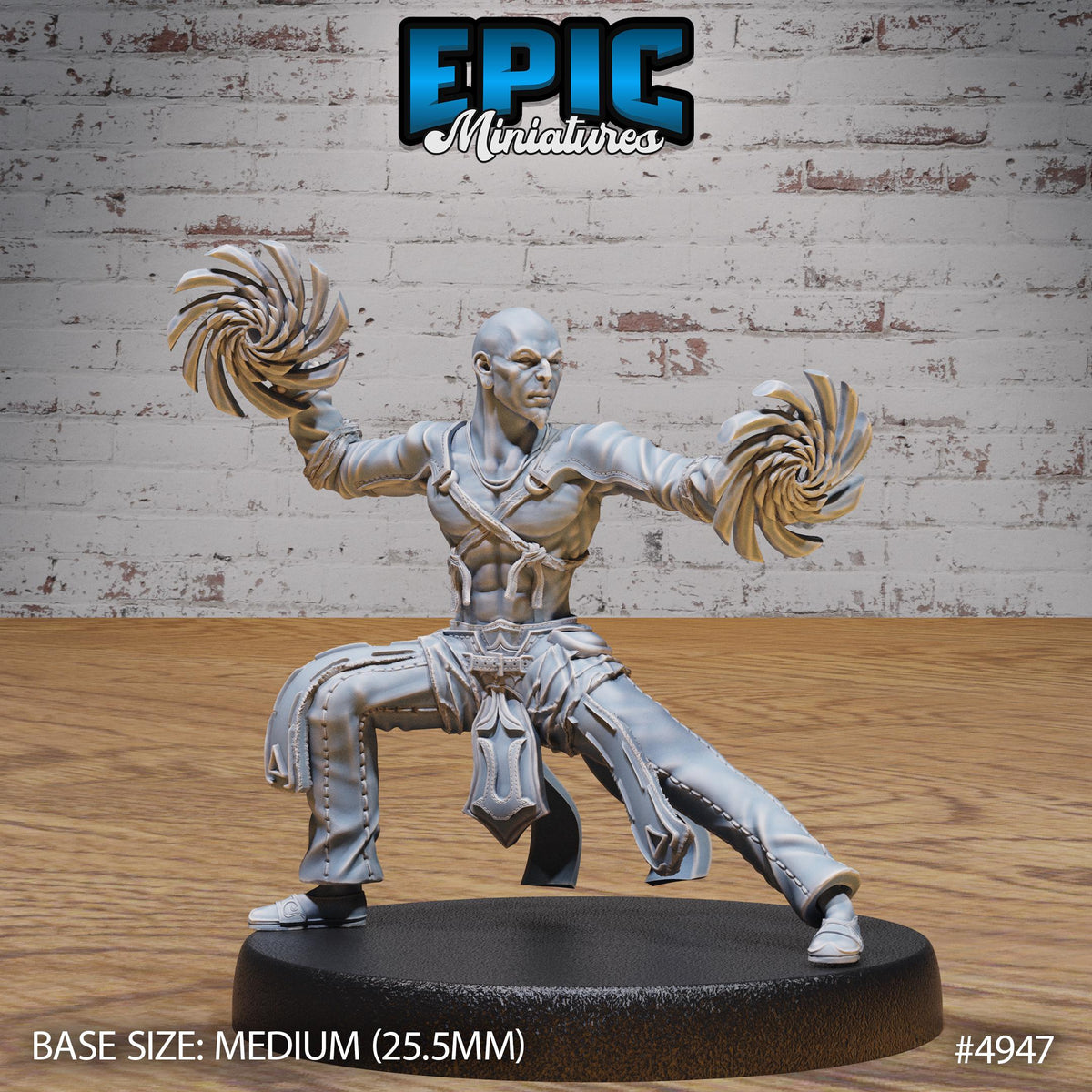 Monk Adventurer Male Option #4947 front DND miniature Legends of the East 16k resin