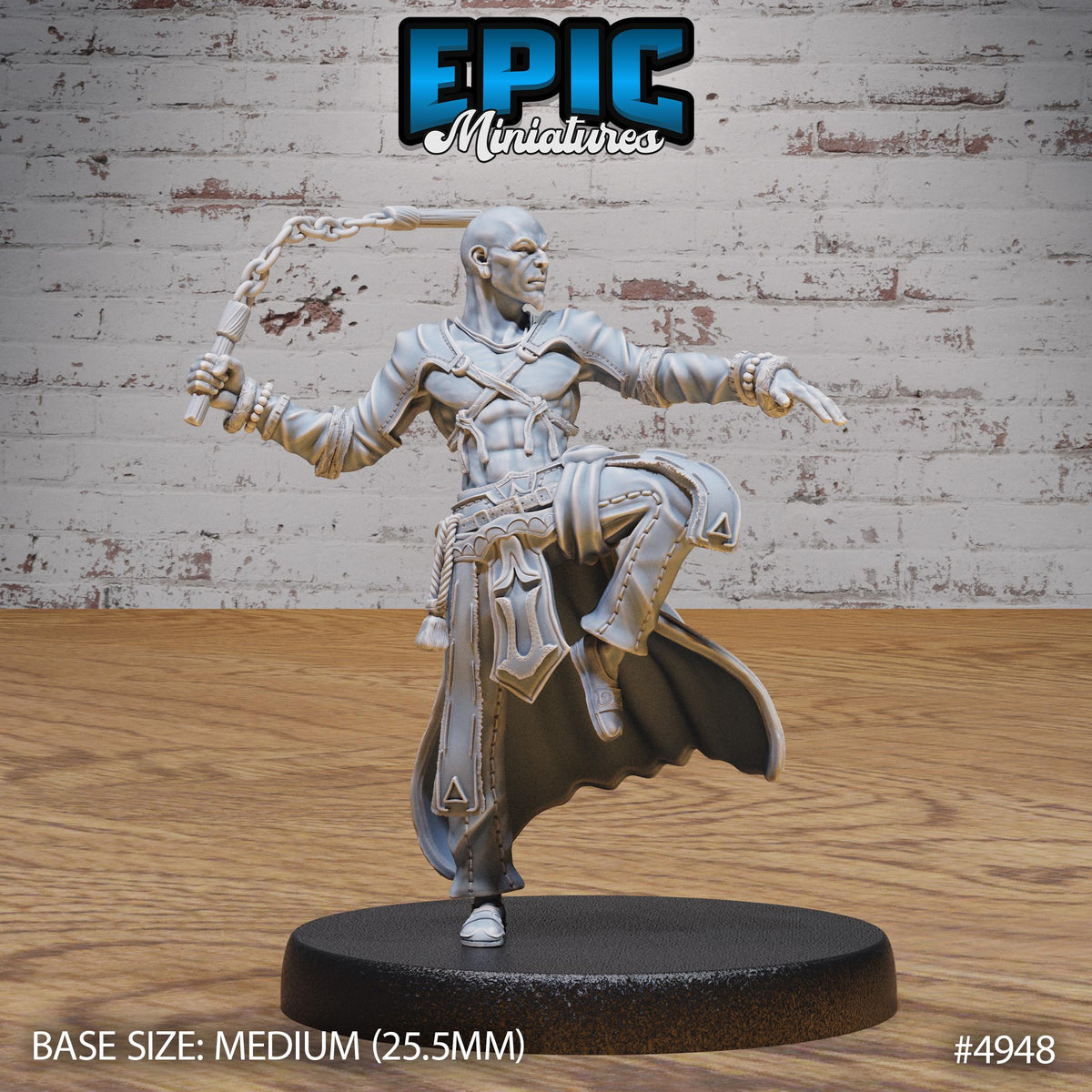 Monk Adventurer Male Option #4948 front DND miniature Legends of the East 16k resin