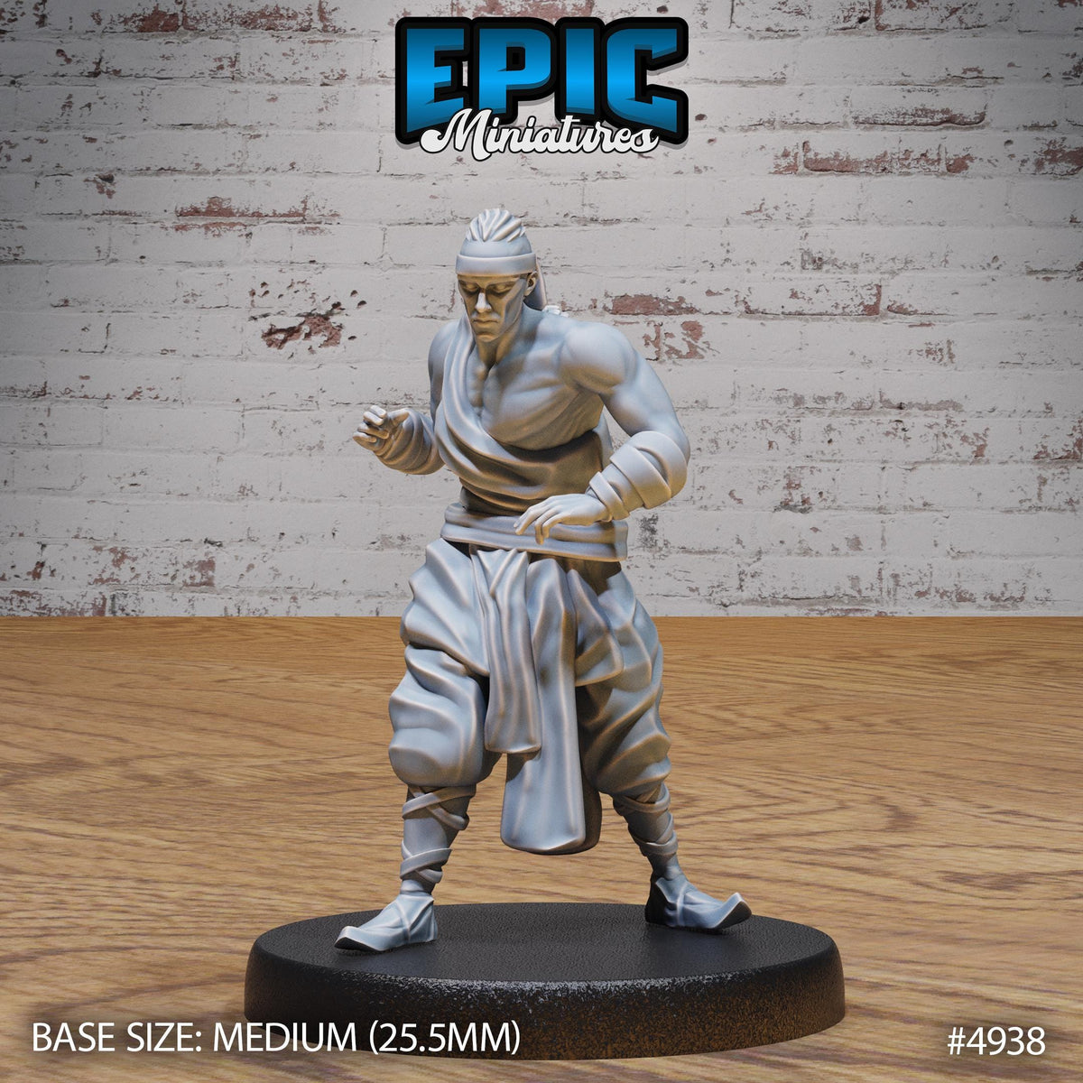 Martial Arts Monk Option #4938 front DND miniature Legends of the East 16k resin