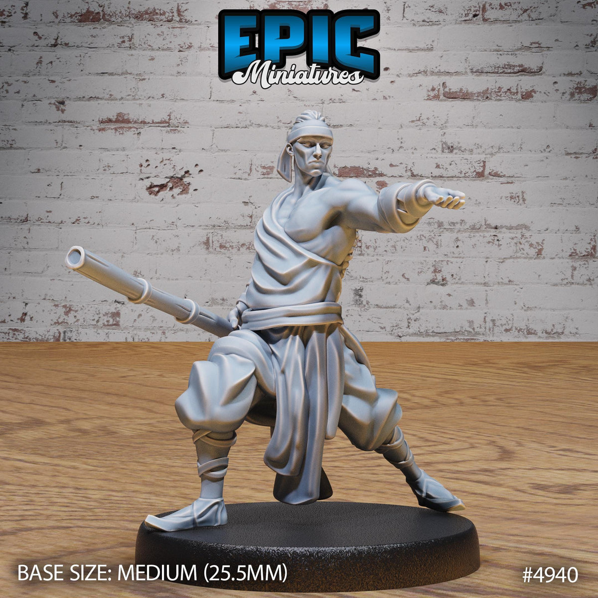 Martial Arts Monk Option #4940 front DND miniature Legends of the East 16k resin