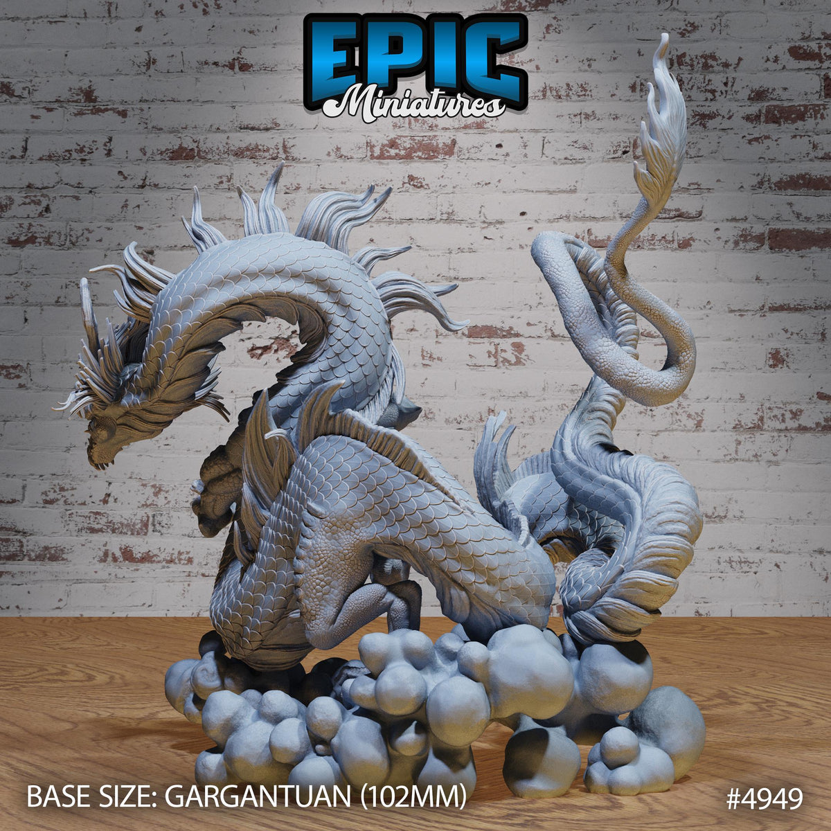 GARGANTUAN Emperor Lung Dragon Large front DND miniature Legends of the East 16k resin