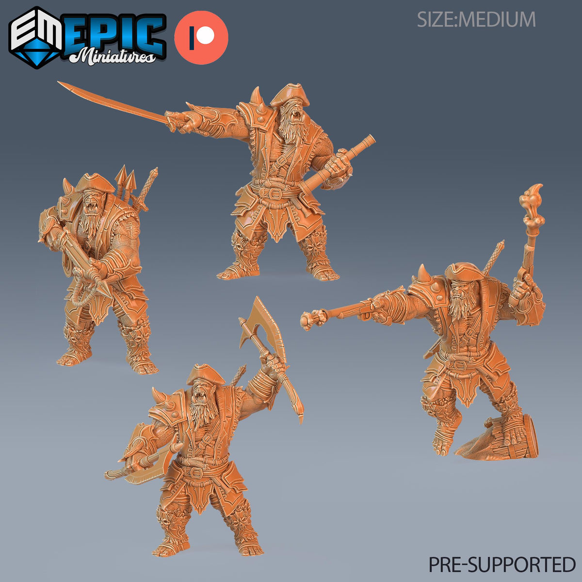 Orc Pirate Captain DND miniatures group photo Treasure Hunt