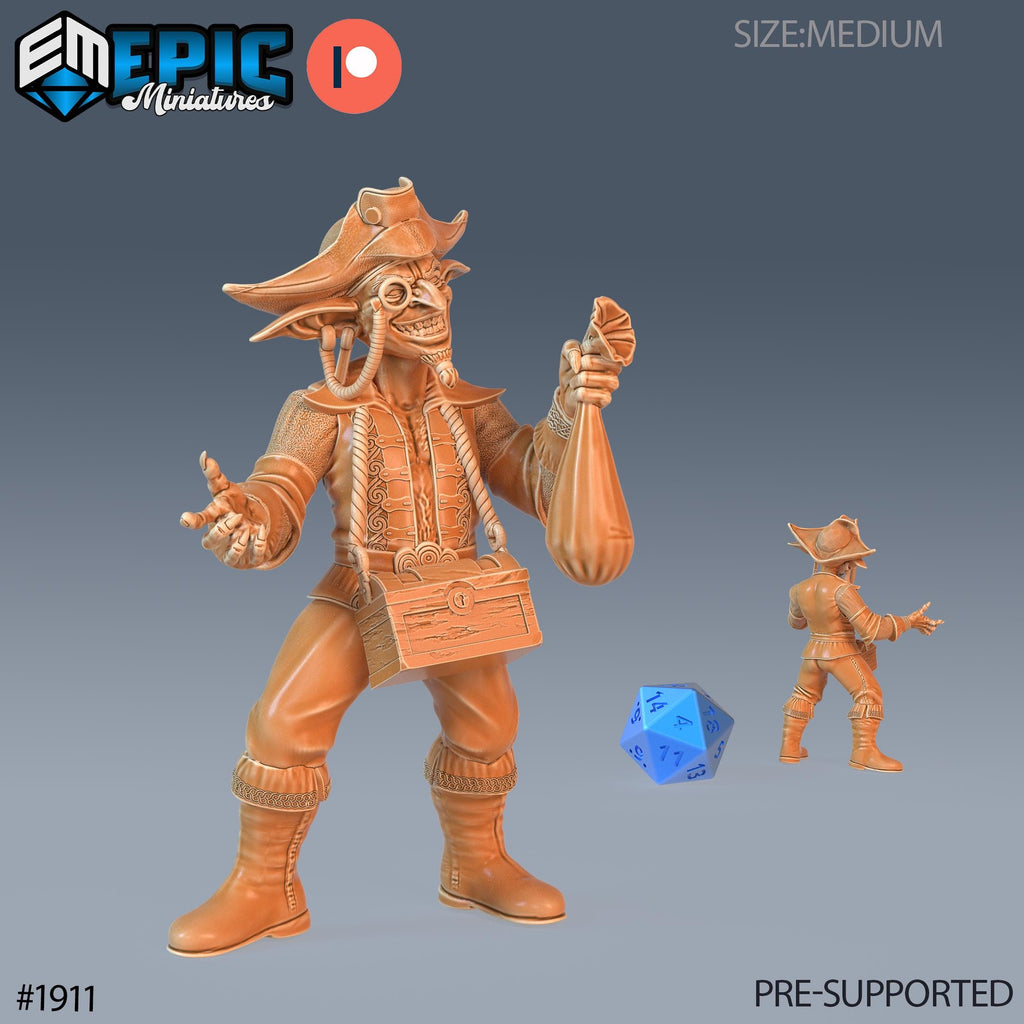 Goblin Pirate Option #1911 front DND miniature Treasure Hunt 16k resin