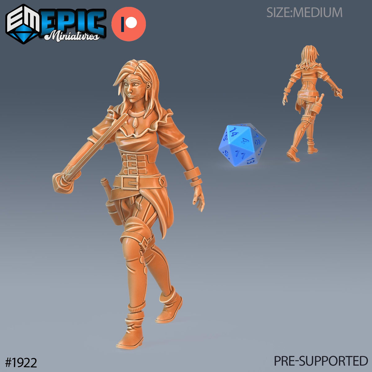 Pirate Female Option #1922 front DND miniature Treasure Hunt 16k resin