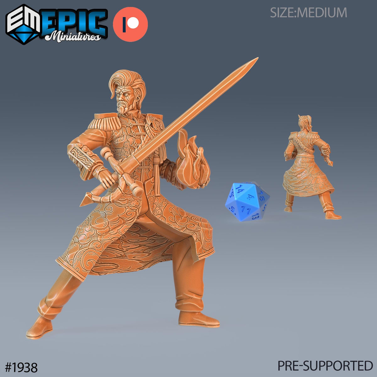 Marine Admiral Option #1938 front DND miniature Treasure Hunt 16k resin