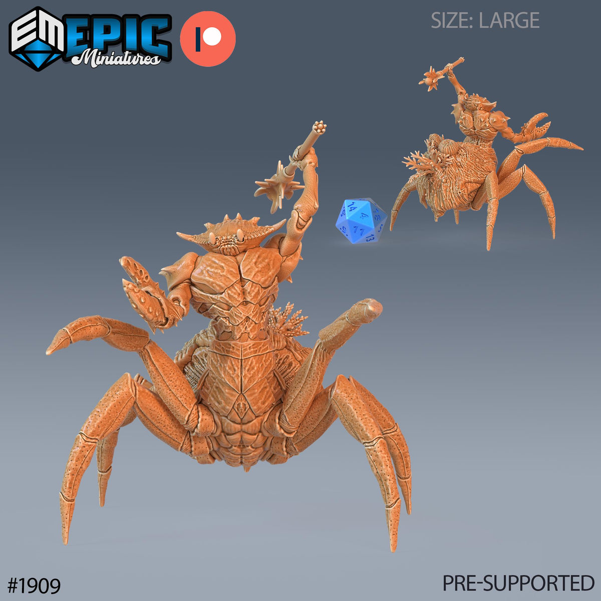 Crab People Option #1909 front DND miniature Treasure Hunt 16k resin