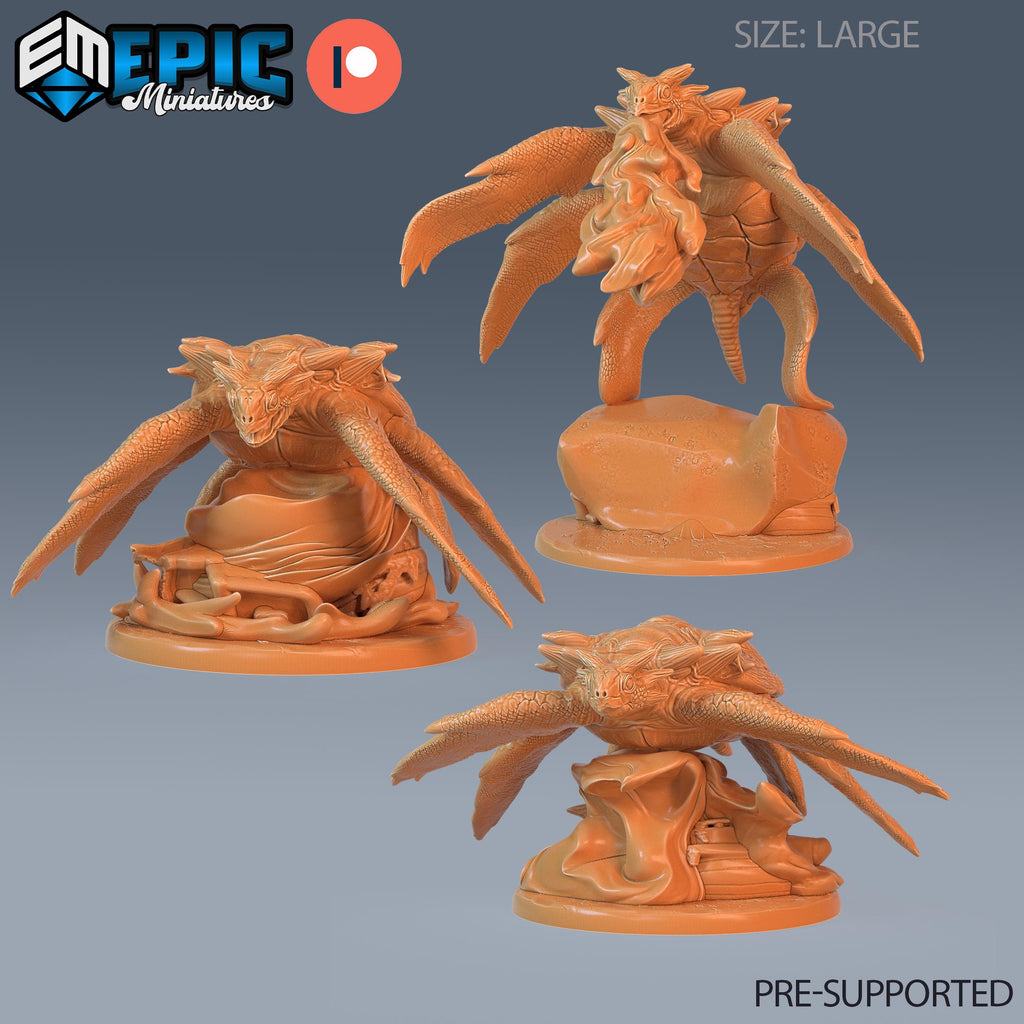 Giant Sea Turtle Set of 3 DND miniatures group photo Treasure Hunt