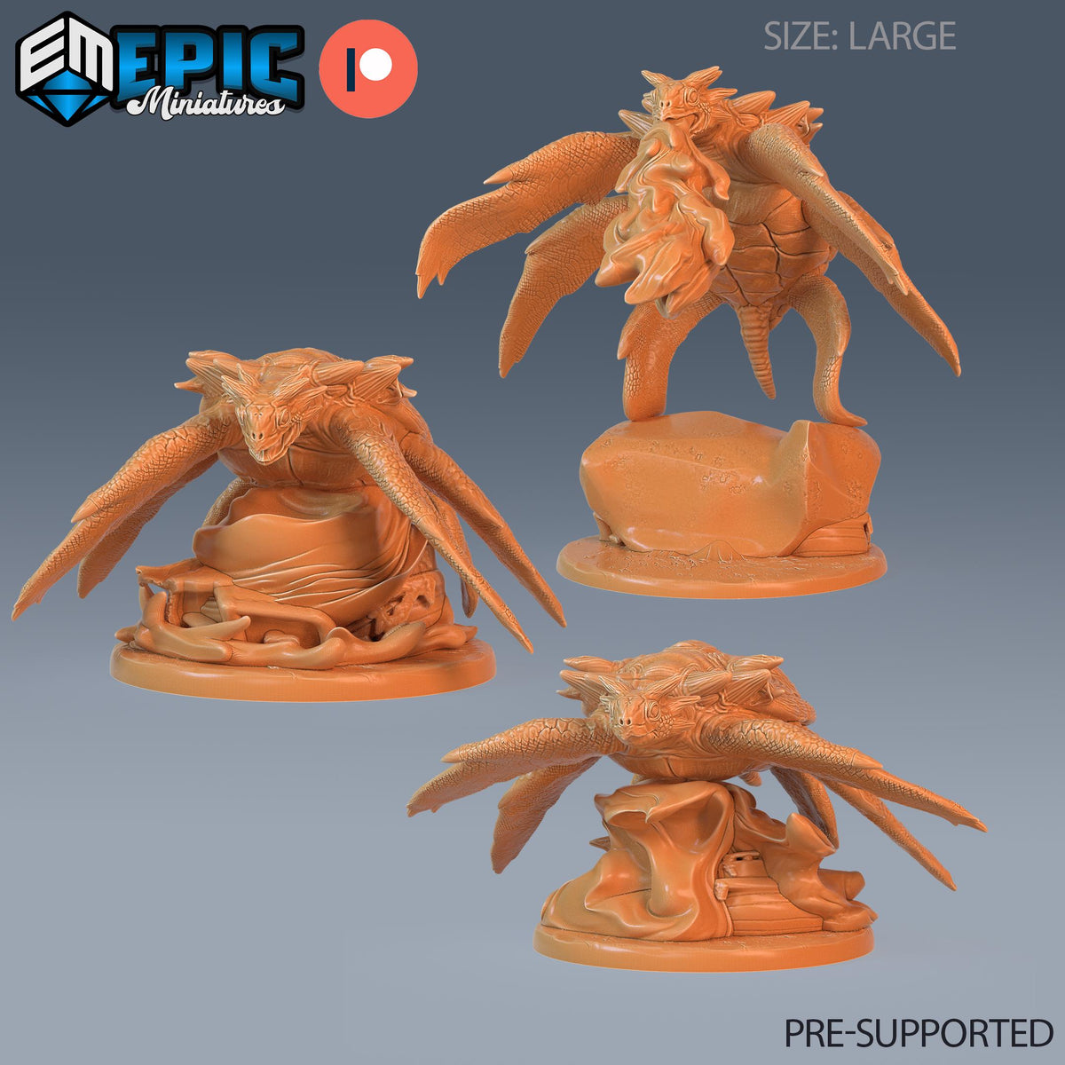 Giant Sea Turtle Set of 3 DND miniatures group photo Treasure Hunt