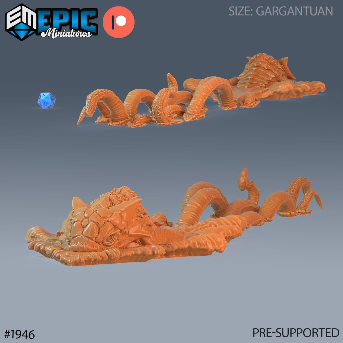 Gargantuan Kraken Option #1946 front DND miniature Treasure Hunt 16k resin