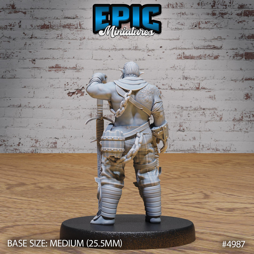 Half Orc Adventurer Option #4987 back DND miniature Savage Attack 16k resin