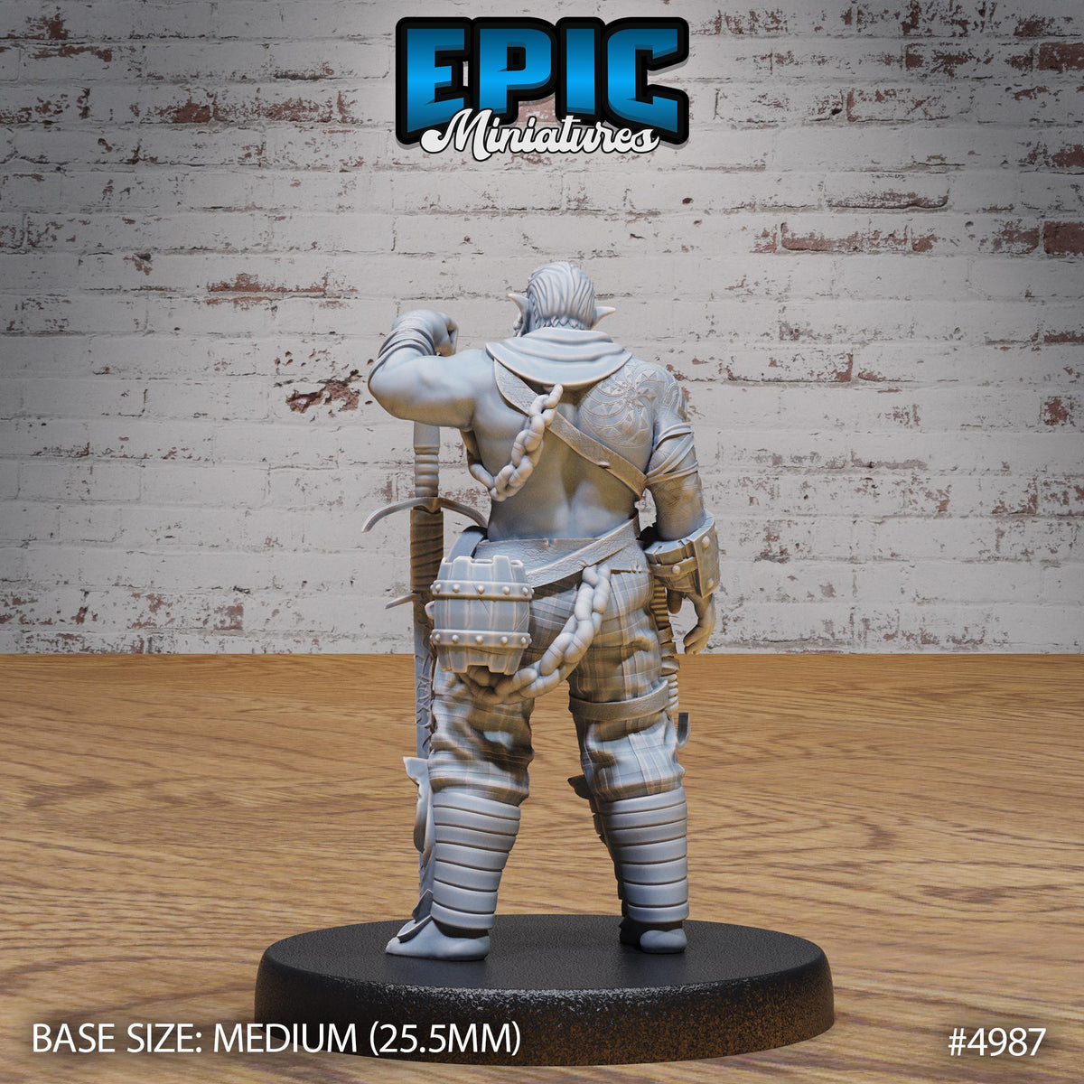 Half Orc Adventurer Option #4987 back DND miniature Savage Attack 16k resin