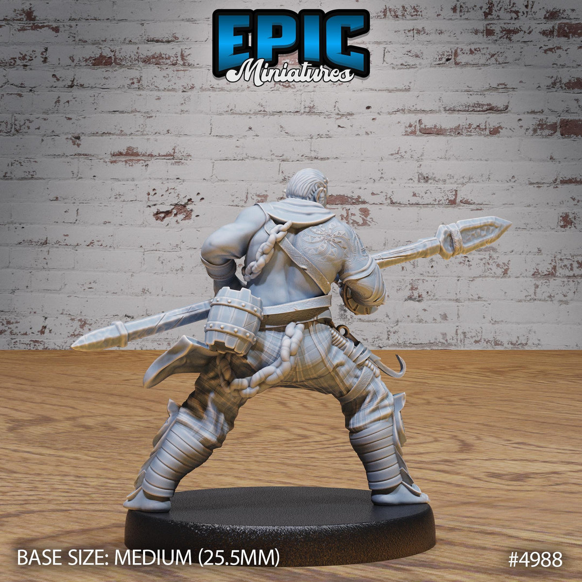 Half Orc Adventurer Option #4988 back DND miniature Savage Attack 16k resin