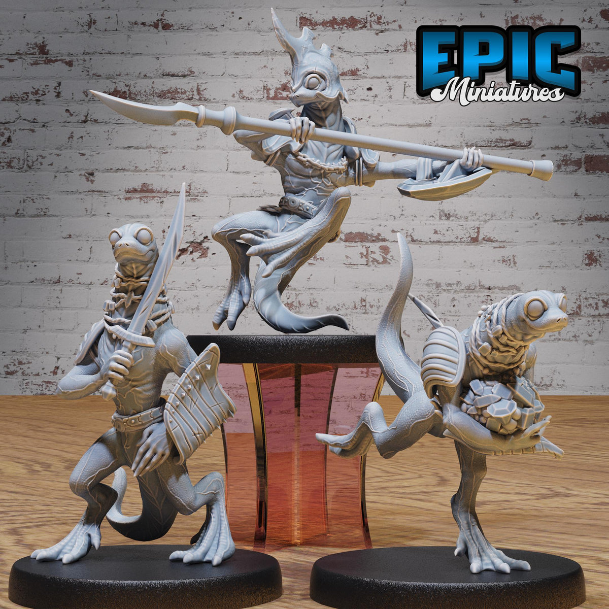 Fire Newt DND miniatures group photo Savage Attack