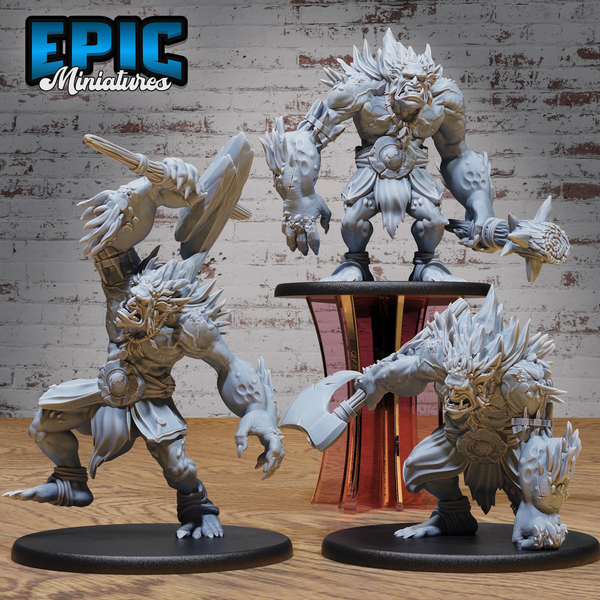 Savage Troll Set of 3 DND miniatures group photo Savage Attack