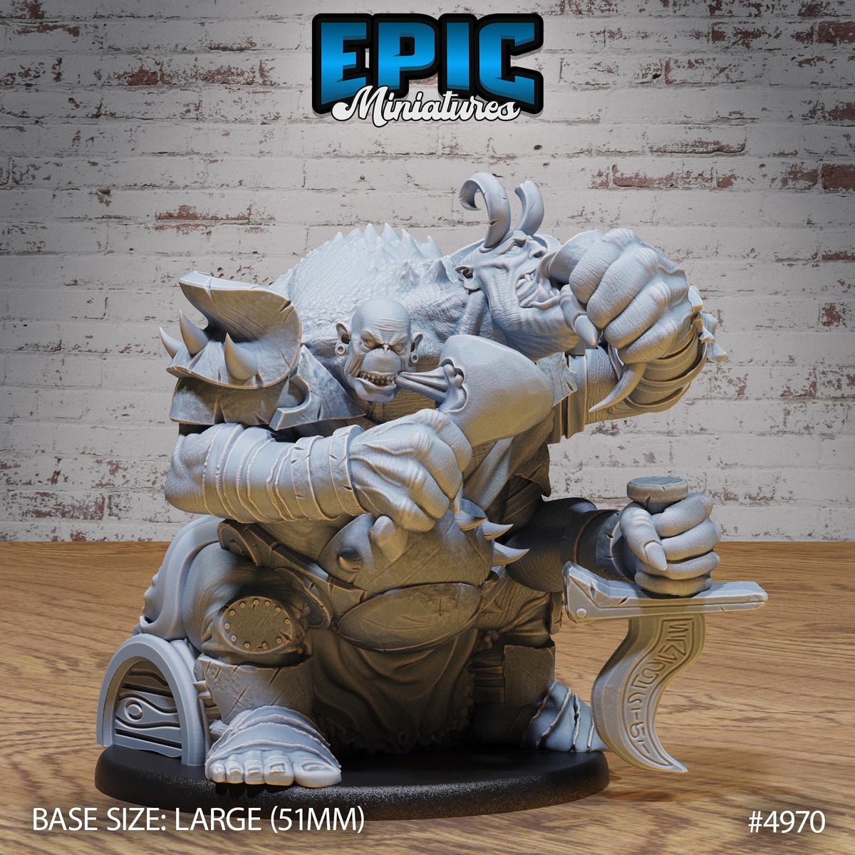 Ettin Mutant General Option #4970 front DND miniature Savage Attack 16k resin