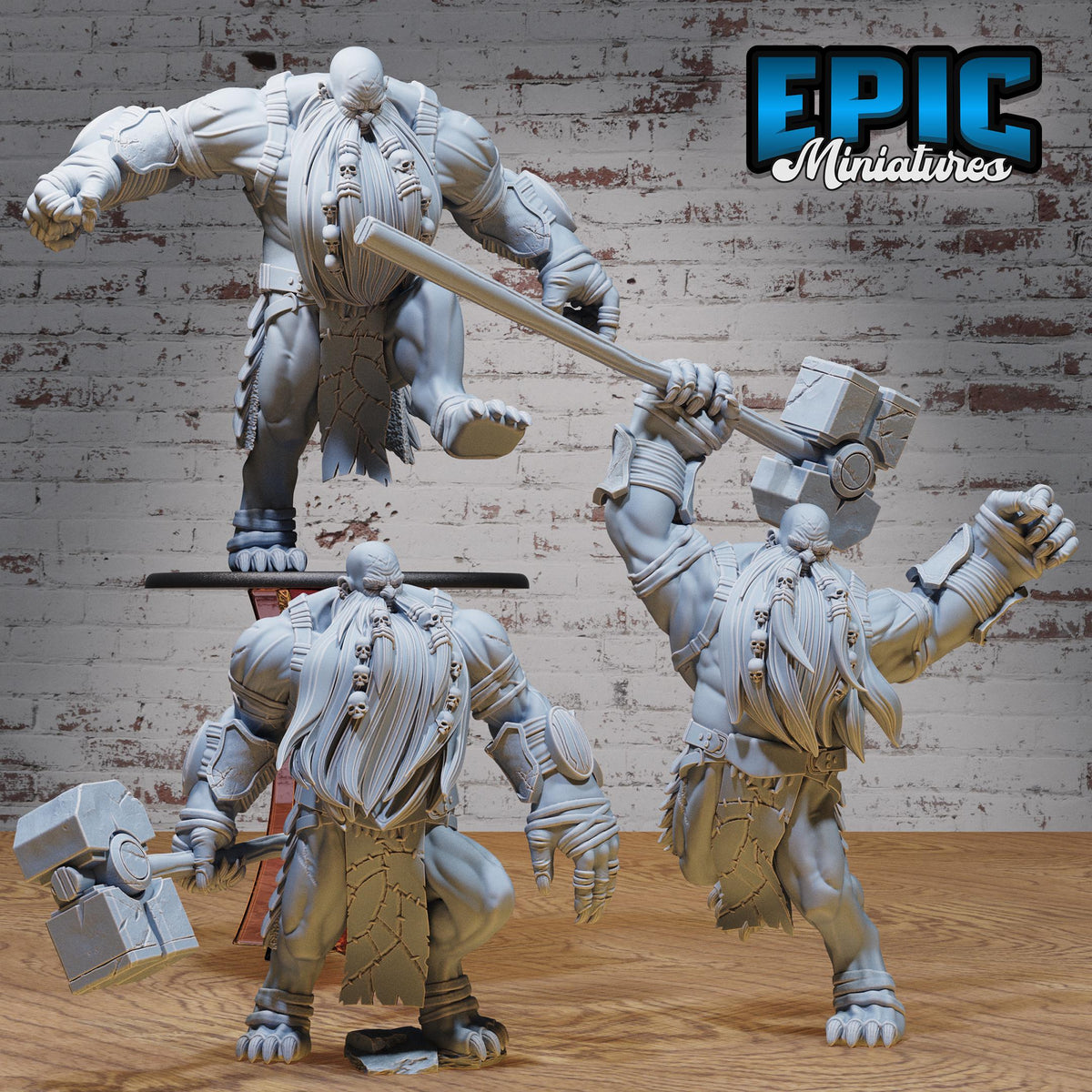 Hill Giant Set of 3 DND Mini | Savage Attack Collection | TTRPG | Grudd Haug Tyranny of Dragons Yawning Portal Icewind Frostmaiden Huge Ogre DND miniatures group photo