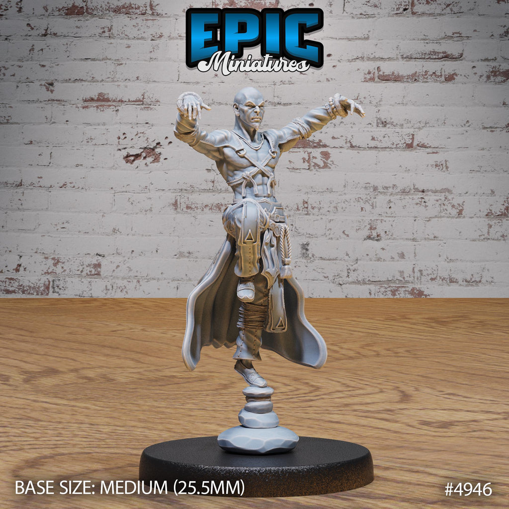 Monk Adventurer Male Option #4946 front DND miniature Legends of the East 16k resin