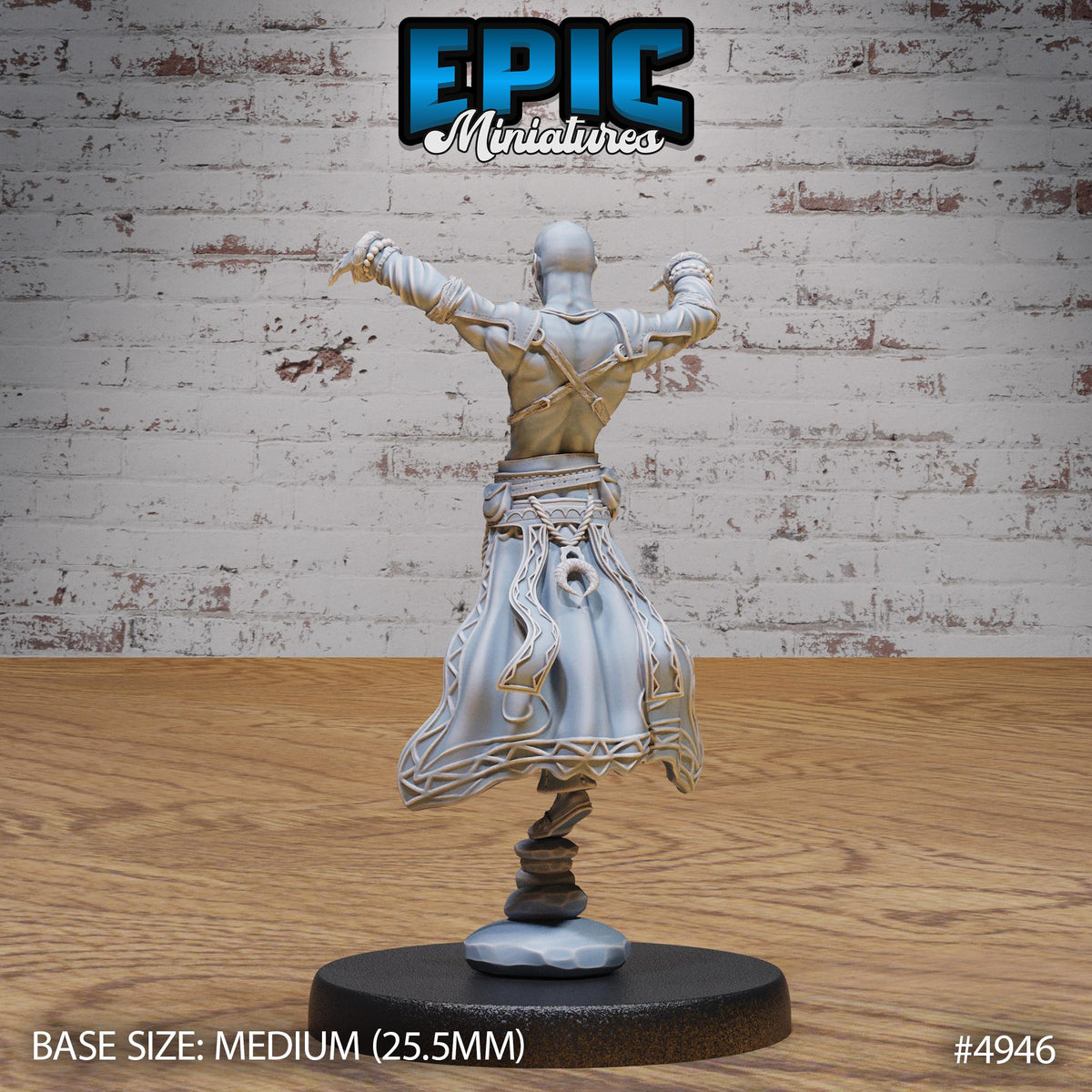 Monk Adventurer Male Option #4946 back DND miniature Legends of the East 16k resin