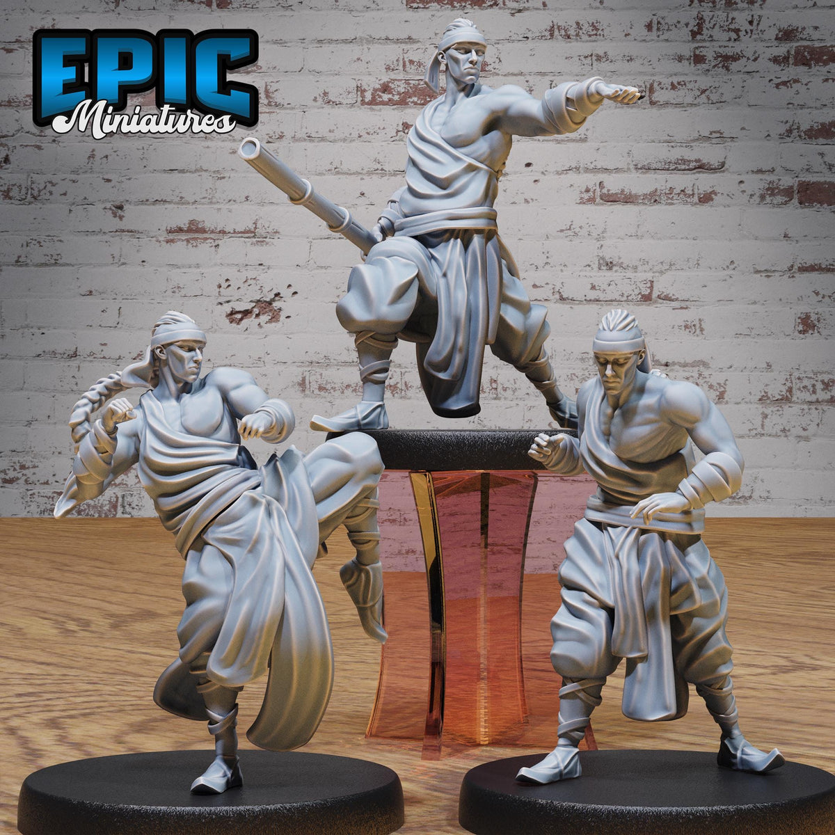 Martial Arts Monk Set of 3 DND miniatures group photo Legends of the East