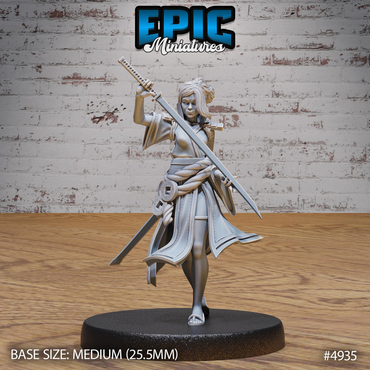 Samurai Woman Option #4935 front DND miniature Legends of the East 16k resin
