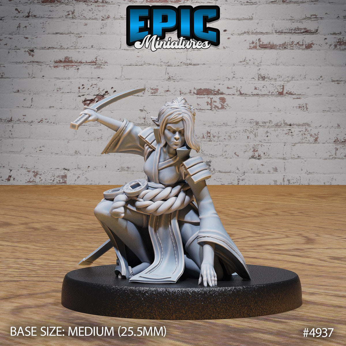 Samurai Woman Option #4937 front DND miniature Legends of the East 16k resin