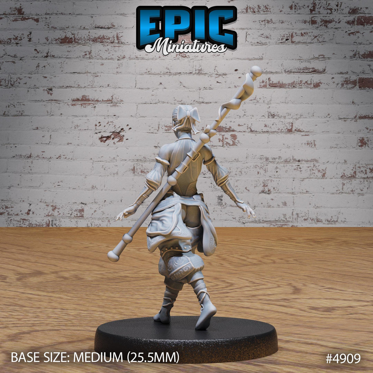 Monk Adventurer Female Option #4909 back DND miniature Legends of the East 16k resin