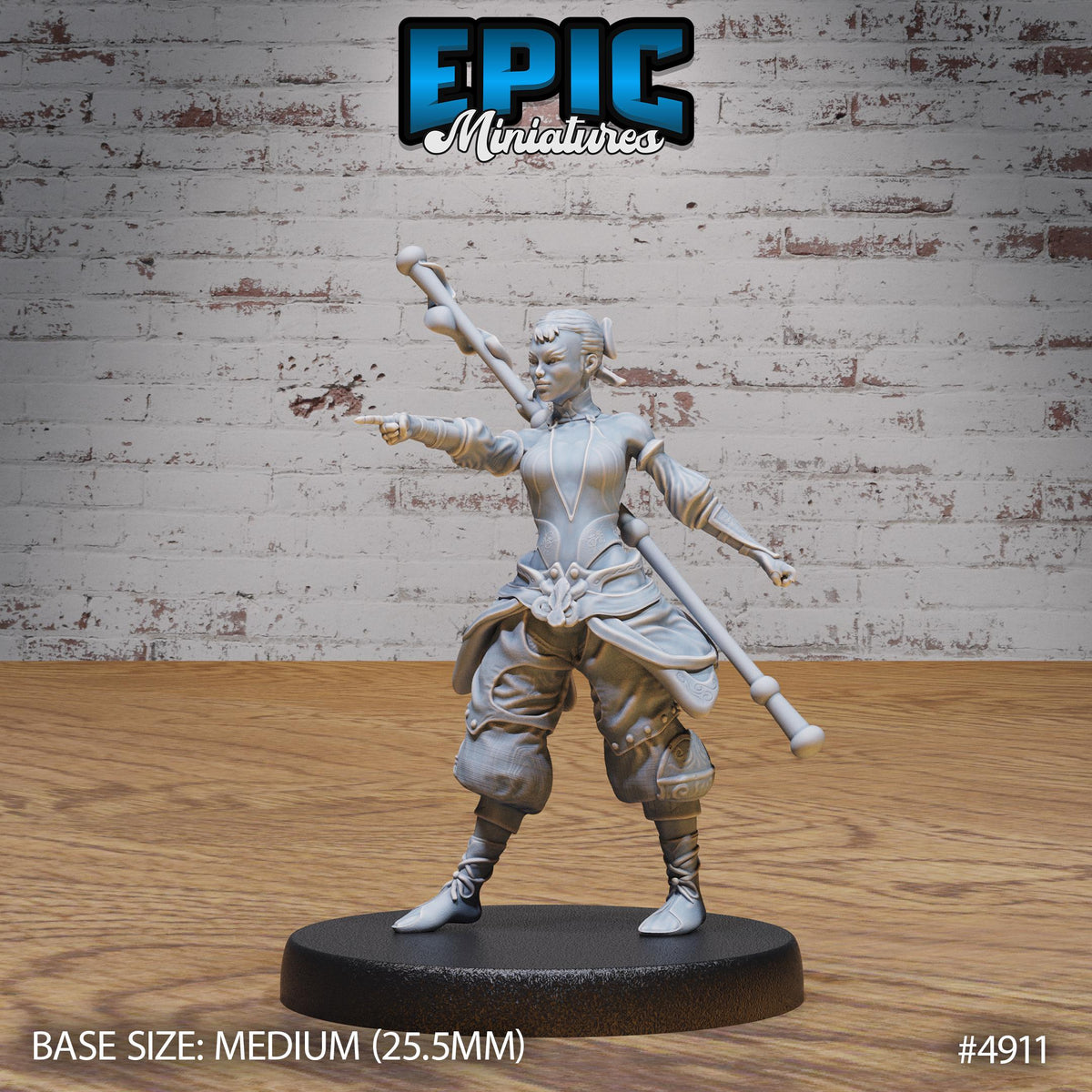 Monk Adventurer Female Option #4911 front DND miniature Legends of the East 16k resin