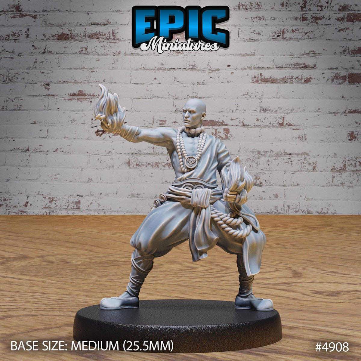 Shaolin Monk Option #4908 front DND miniature Legends of the East 16k resin