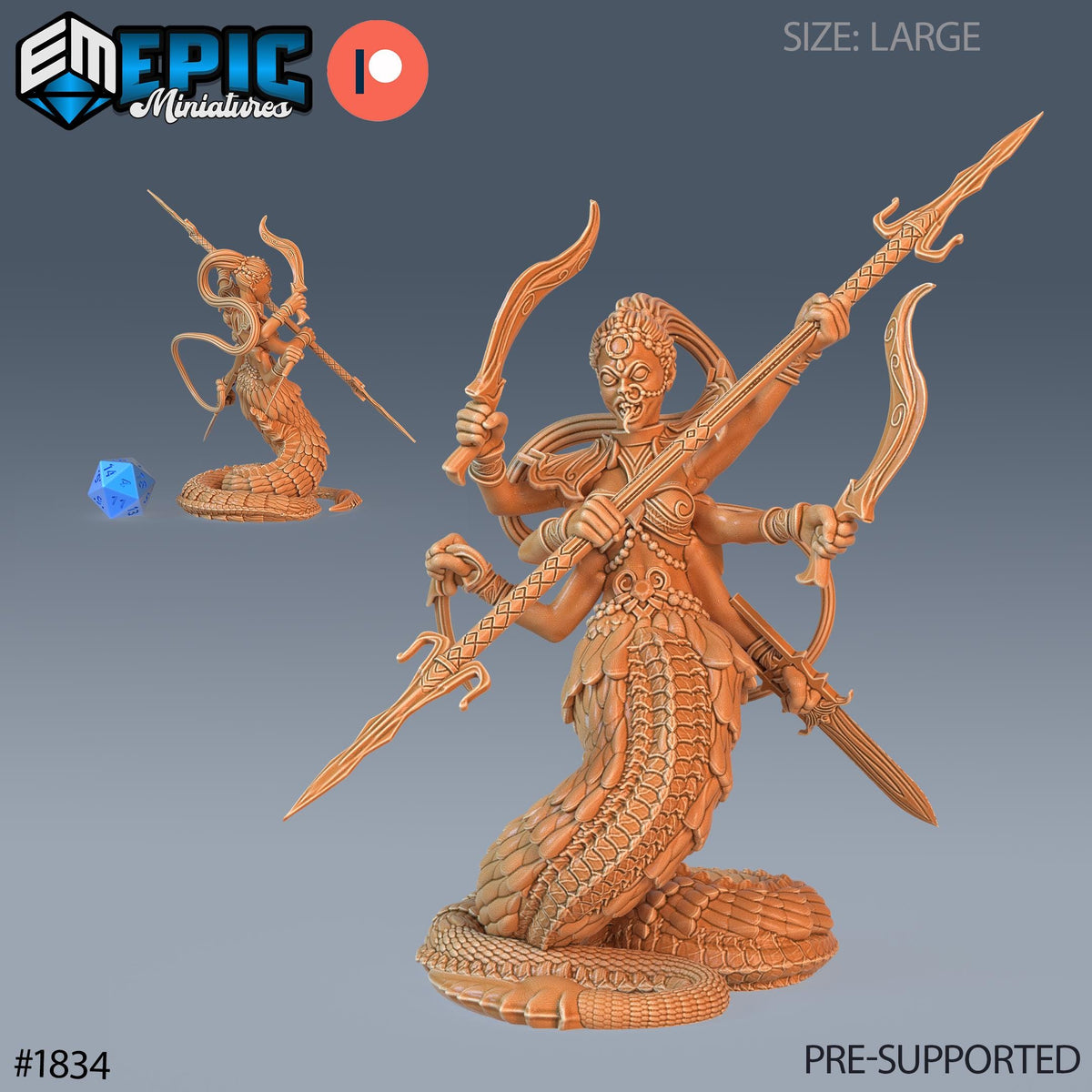 Marilith Option #1834 front DND miniature Deadly Sins 16k resin