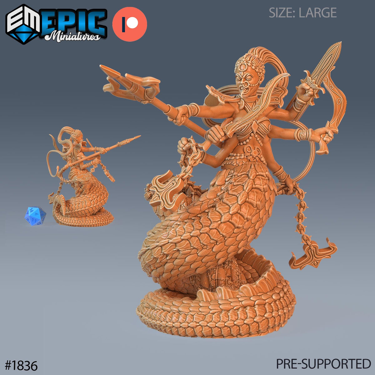 Marilith Option #1836 front DND miniature Deadly Sins 16k resin