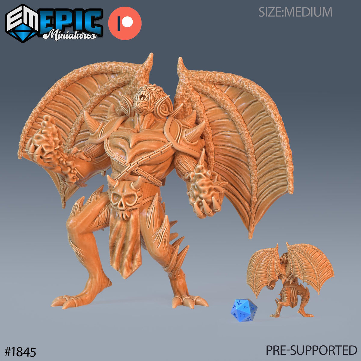 Winged Devil Army Option #1847 front DND miniature Deadly Sins 16k resin