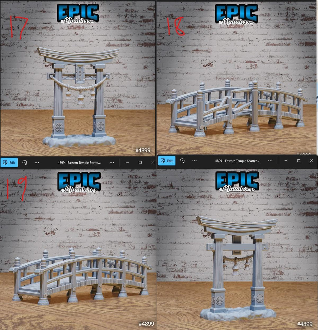 Eastern Temple Scatter Terrain Option #4899 (5) front DND miniature Legends of the East 16k resin